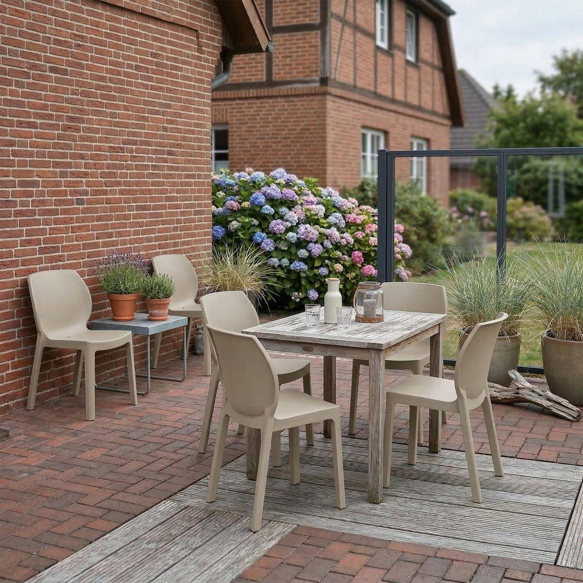 GARTENSTUHL 6 Kunststoff Taupe - Taupe, Kunststoff (58/80/59cm) - CLP