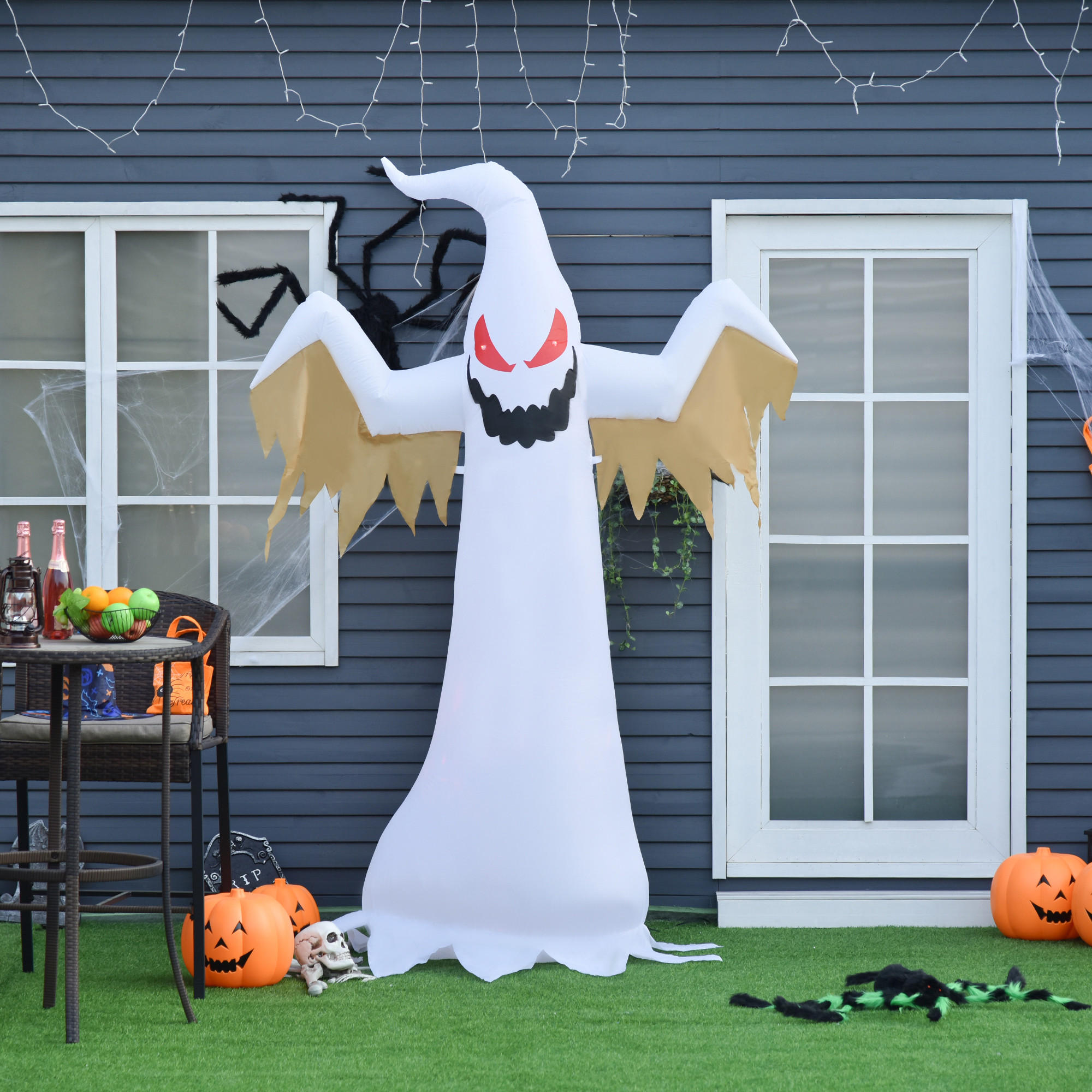 HALLOWEEN AUFBLASBARER GEIST , Weiß, Polyester - Weiß, Kunststoff (80/240/150cm) - HOMCOM