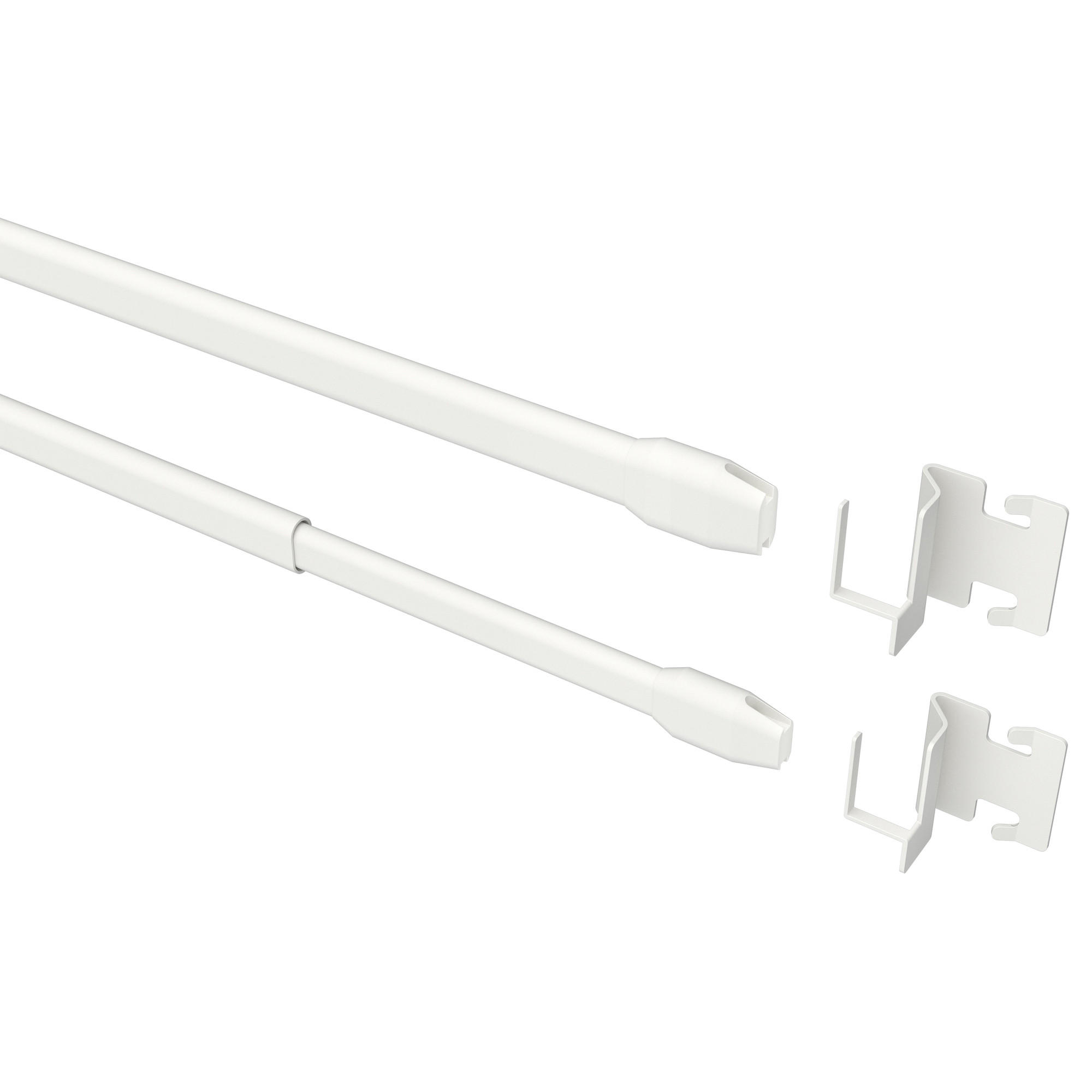 SCHEIBENSTANGEN / VITRAGESTANGEN MIT VITRAGECLIPSEN Geno 80-140 cm, oval, Weiß, Packung 2 Stück - Alufarben, Kunststoff/Metall (3.3/2/140cm) - INTERDECO