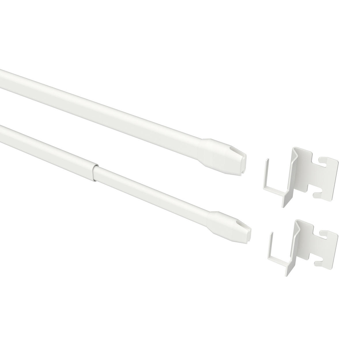 SCHEIBENSTANGEN / VITRAGESTANGEN MIT VITRAGECLIPSEN Geno 100-180 cm, oval, Weiß, Packung 2 Stück - Alufarben, Kunststoff/Metall (3.3/2/180cm) - INTERDECO