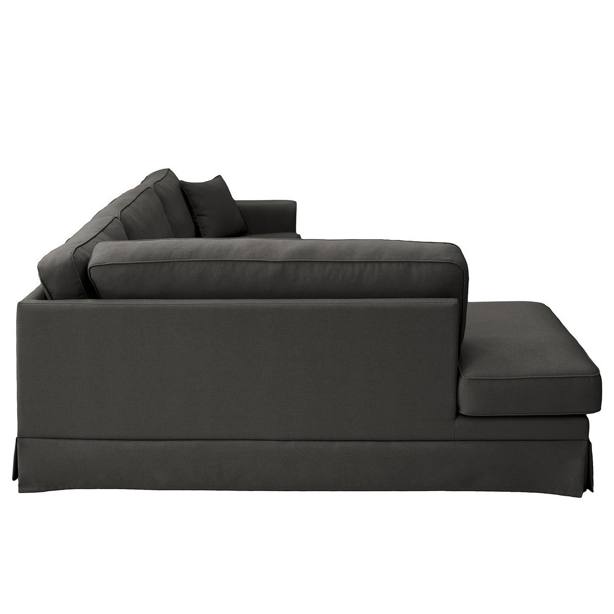 ECKSOFA mit Husse - Ottomane, Webstoff - Anthrazit/Schwarz, Kunststoff/Textil (297/210cm) - home24