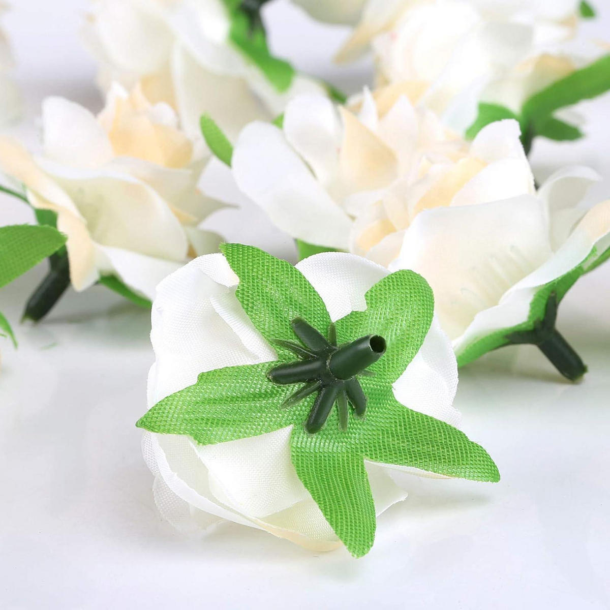 KUNSTBLUMEN Rosenköpfe 50 Stück Set Creme 4 cm - Creme, Textil (3.5cm)
