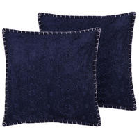 DEKOKISSEN 2er-Set Dunkelblau 45/45 cm Melur - Dunkelblau, Naturmaterialien/Textil (45/45cm) - Beliani