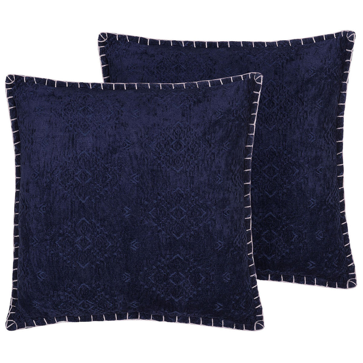 DEKOKISSEN 2er-Set Dunkelblau 45/45 cm Melur - Dunkelblau, Naturmaterialien/Textil (45/45cm) - Beliani
