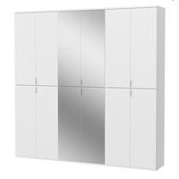 KLEIDERSCHRANK weiß Hochglanz 183 cm, Stauraumschrank mit 12 Türen und Spiegel - Chromfarben/Weiß Hochglanz, Glas/Holzwerkstoff (183/193/34cm) - Inn.Furn