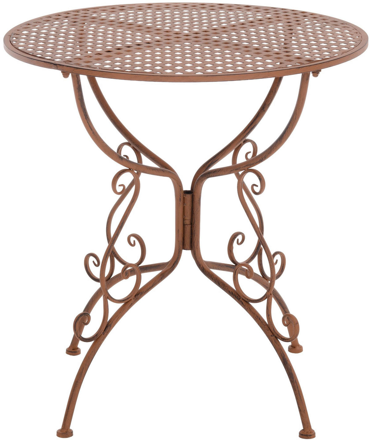 GARTENBEISTELLTISCH rund Ø70 cm Metall Antik Braun - Braun, Metall (70/70/74cm) - CLP
