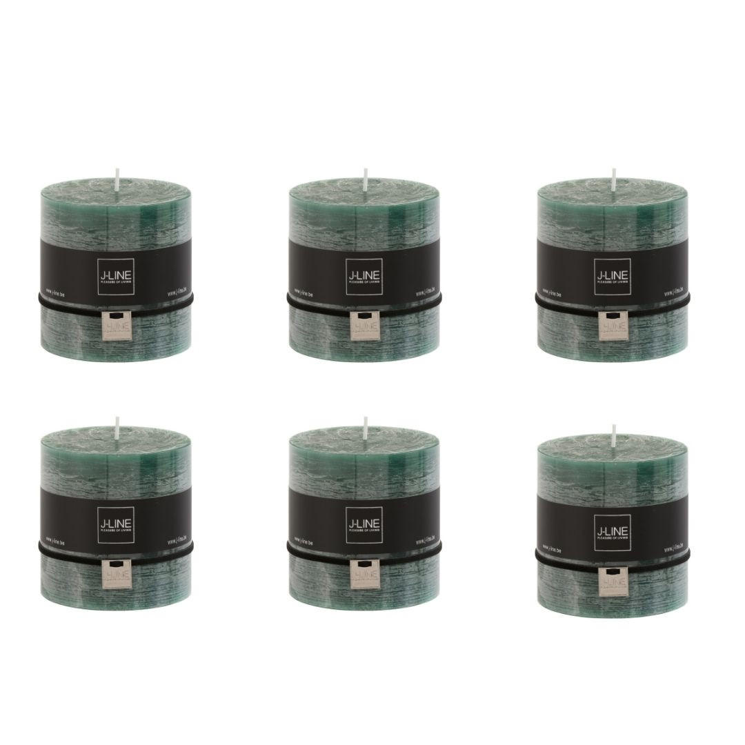 DUFTKERZE ZART - Grün - 64 Std. - 6er set - Dunkelgrün, Paraffin (10/10cm) - J-Line