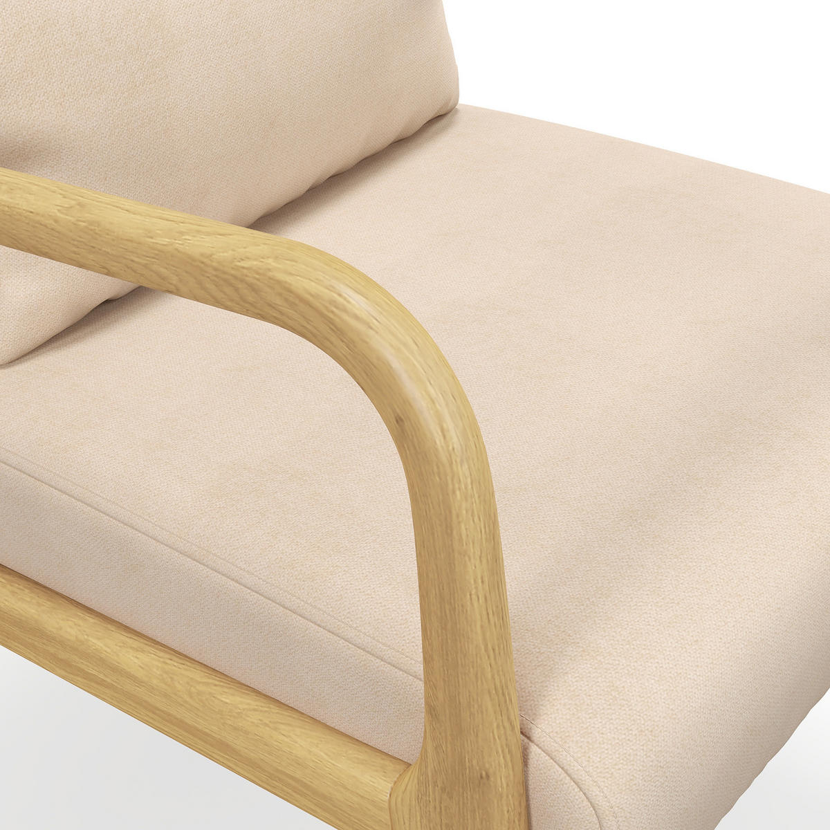 ARMLEHNSTUHL DE-13201 3 Kissen & tiefe Sitzfläche Beige - Beige, Holz (78/76/61cm) - ComfortXL