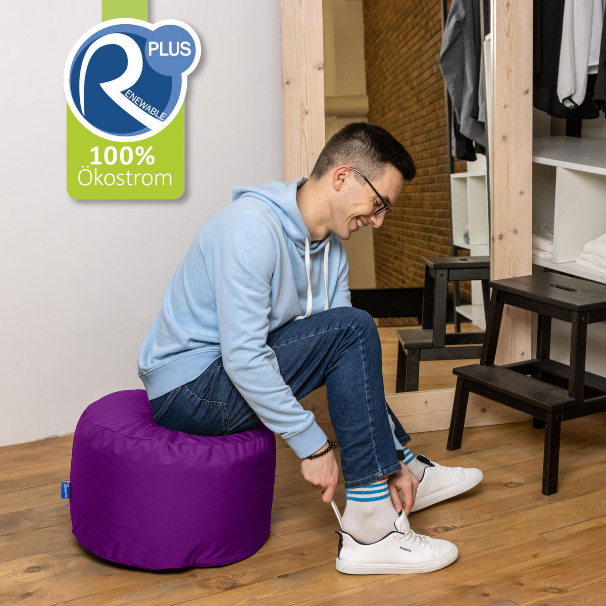 SITZPOUF L violett - Violett, Textil (500/300/500cm) - Bruni