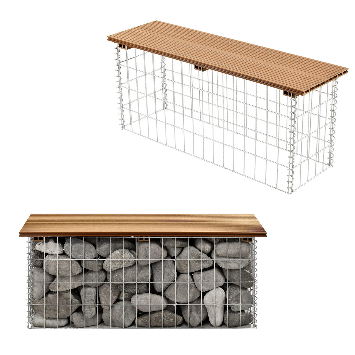 GABIONENBANK - Teakfarben, Kunststoff (100/45/30cm) - pro.tec