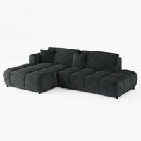 ECKSOFA BARI Links Schwarz Chenille-Stoff L-Form Couch mit Schlaffunktion & Bettkasten - Schwarz, Holz (170/280cm) - Barchello
