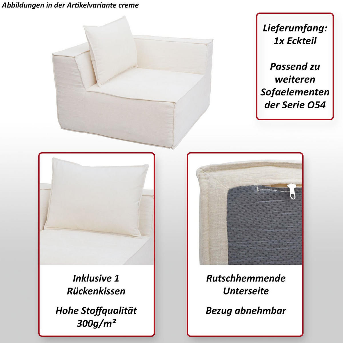 ECKTEIL Cremeweiß - Weiß, Textil (97/63/97cm) - MCW