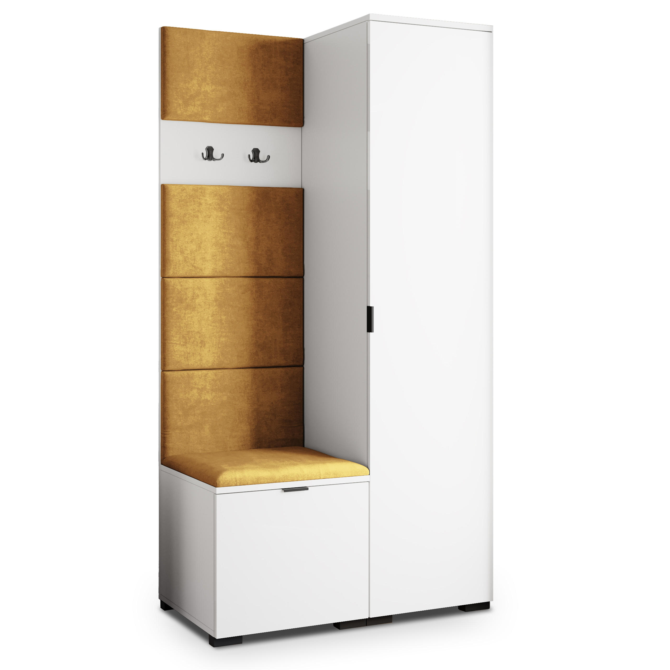 GARDEROBENSCHRANK LORI 95/181/51 cm Modern Garderobe-Set Weiß - Gelb/Weiß, Holzwerkstoff (95/181/51cm) - MASSENO