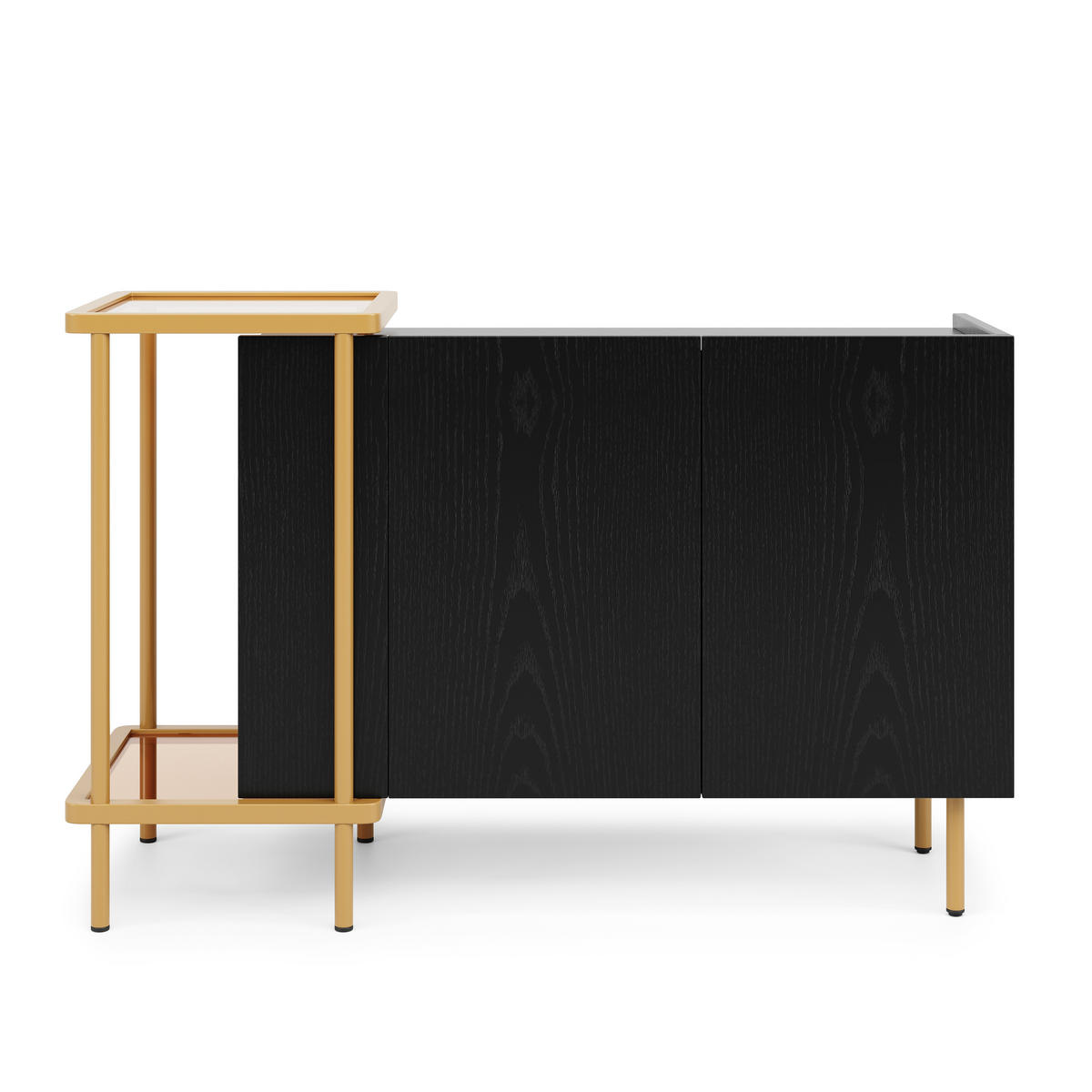 SIDEBOARD Modern mit Glas Schwarz 120x40x77.5cm - Schwarz, Holzwerkstoff (40/77.5/120cm) - FLIEKS