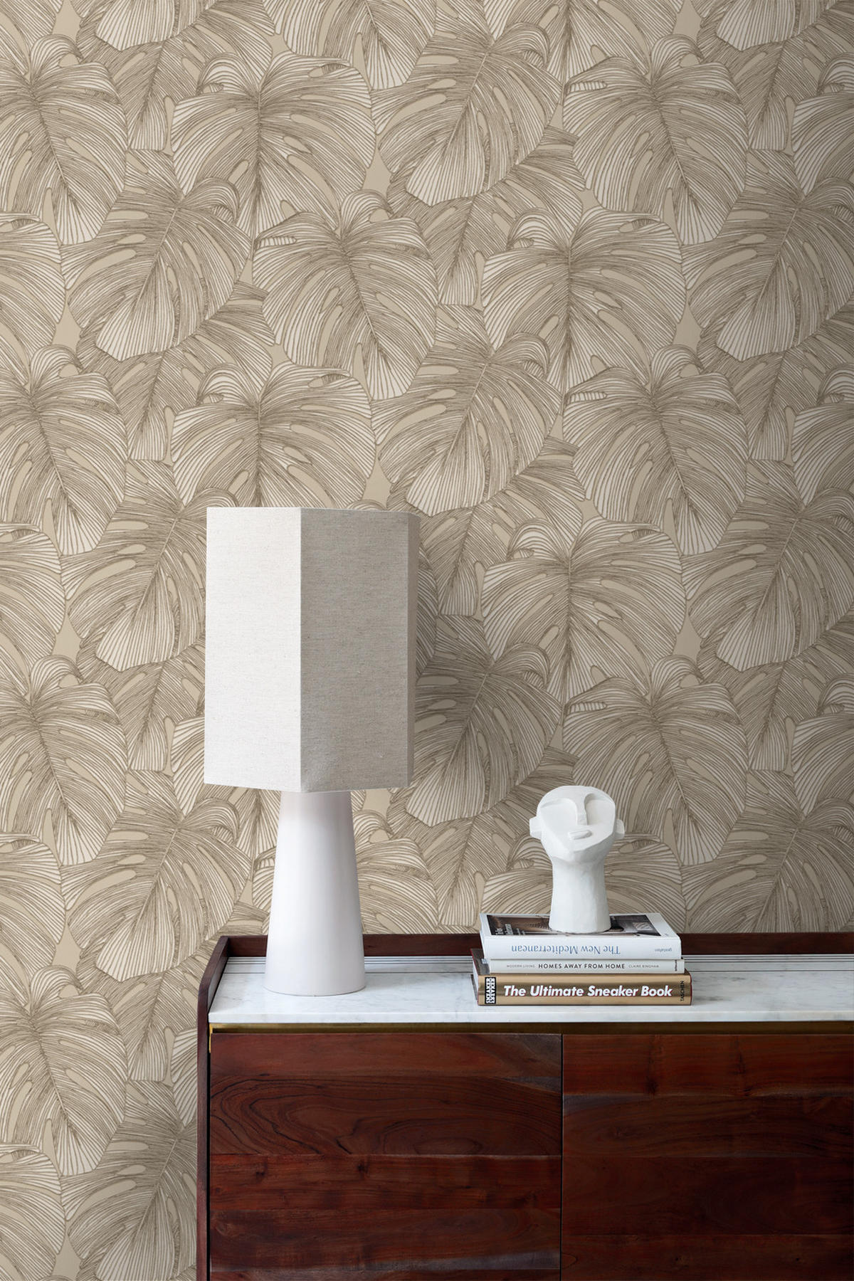 TAPETE 3D Muster Blätter 50 x 900 cm - Beige, Papier (50/900cm) - Origin Wallcoverings