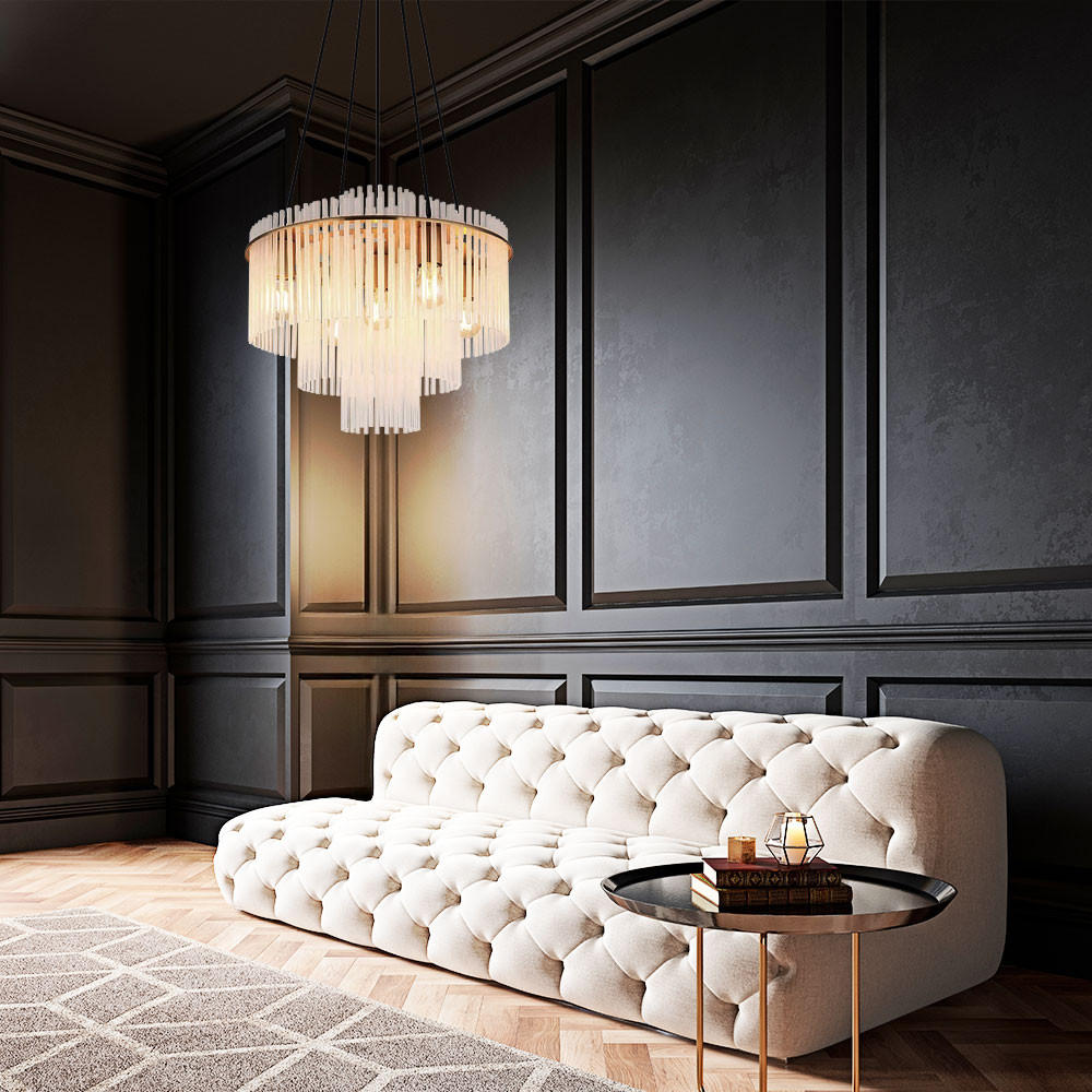 KRONLEUCHTER Gorley Metall Gold - Goldfarben, Glas (50/50/120cm) - Globo Lighting