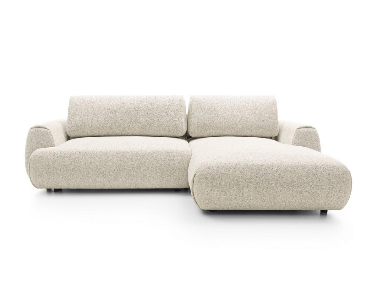 ECKSOFA ZEST Creme Geflochtener Stoff mit Schlaffunktion - Creme, Holz (270/167cm) - MASSENO