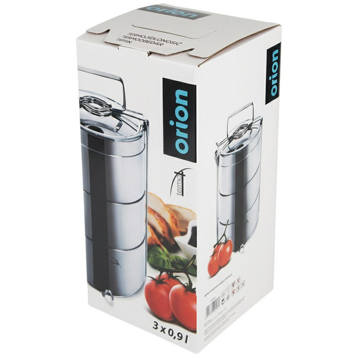 THERMISCHE LUNCHBOX aus Edelstahl 3-stöckig 3 x 900 ml - Silberfarben, Metall (14/29/14cm) - Orion 