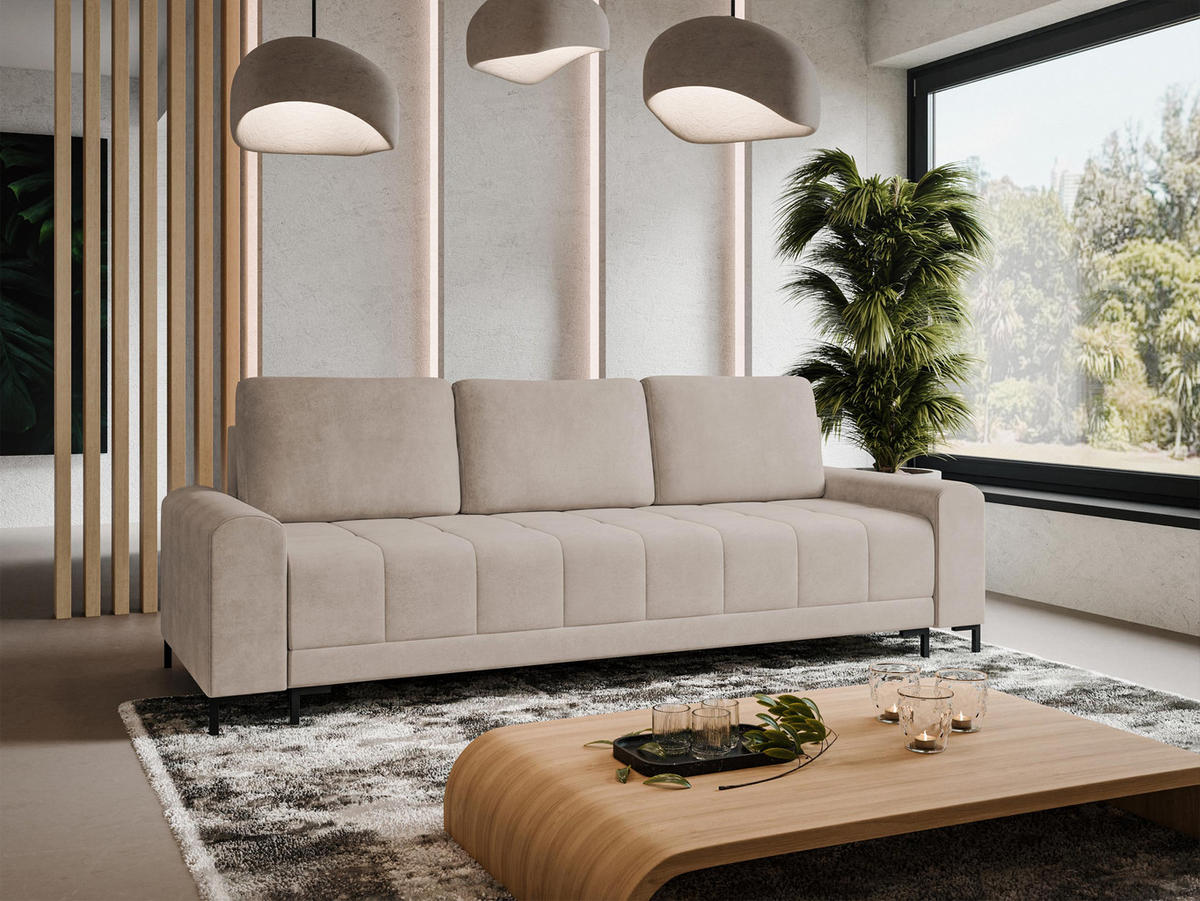 SCHLAFSOFA Aris - Schwarz/Naturfarben, Holz/Textil (238/92/95cm) - MIRJAN24