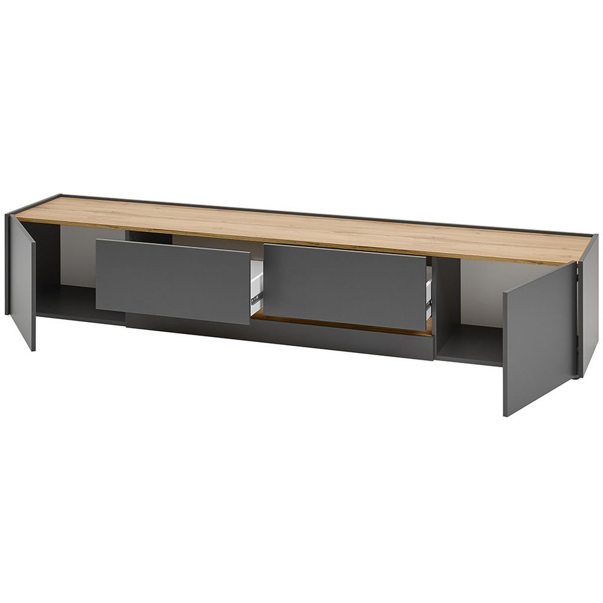 WOHNZIMMER-SET 6-TLG. Crisp-61 - Anthrazit, Holzwerkstoff (735/197/60cm) - Lomado