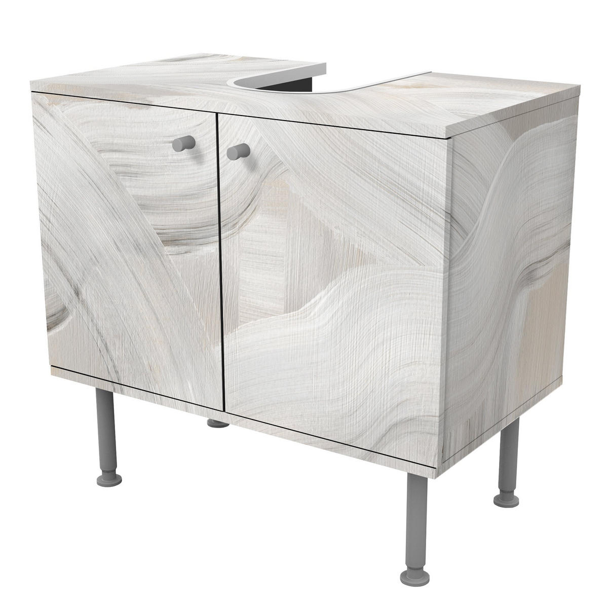 WASCHBECKENUNTERSCHRANK Weiße wandernde Wellen 60/55/35 cm - Weiß, Holzwerkstoff (60/55/35cm) - Bilderwelten