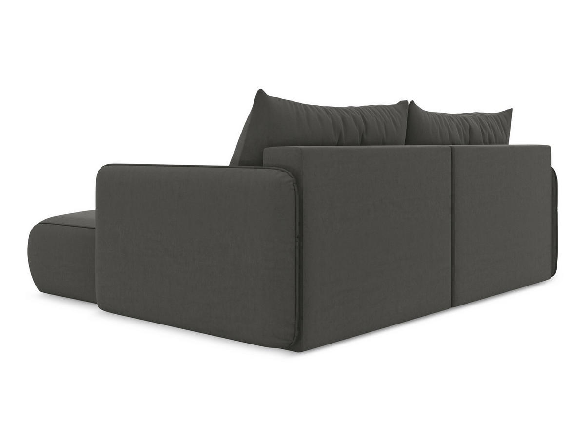 ECKSOFA mit Schlaffunktion Samt Stoff Grau - Dunkelgrau/Schwarz, Kunststoff/Textil (207/148cm) - Makamii