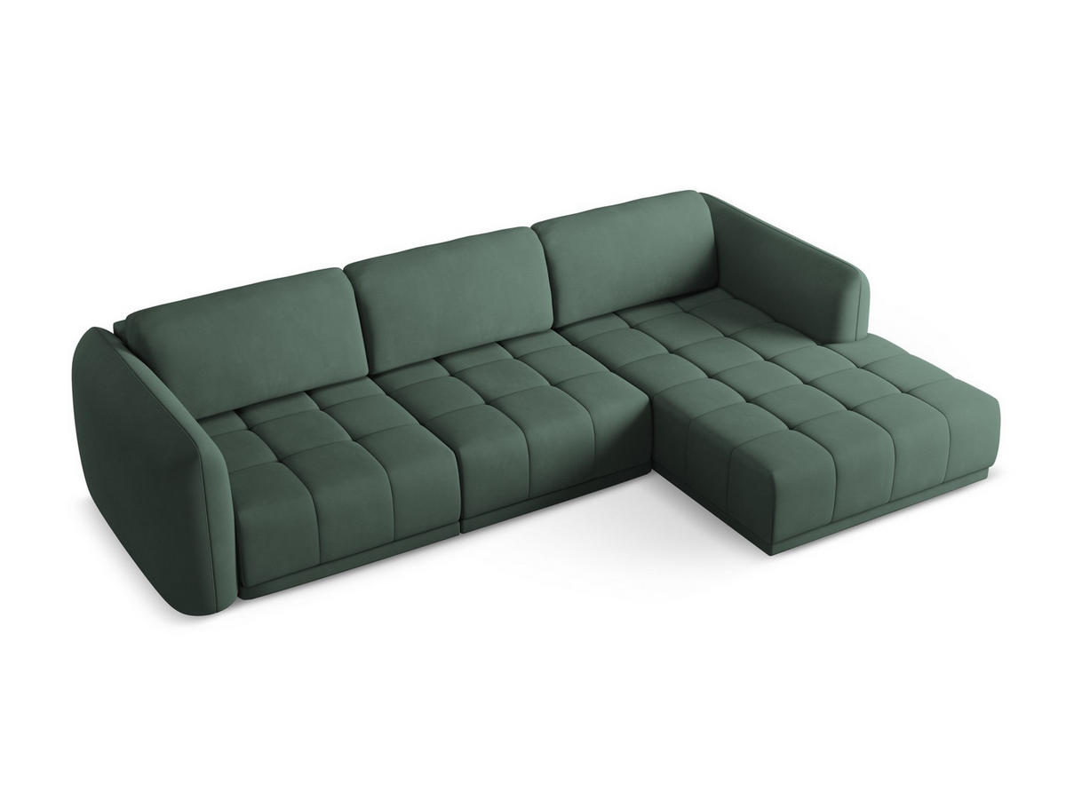 ECKSOFA Rechts Chenille Stoff Grün - Schwarz/Grün, Kunststoff/Textil (290/170cm) - Makamii