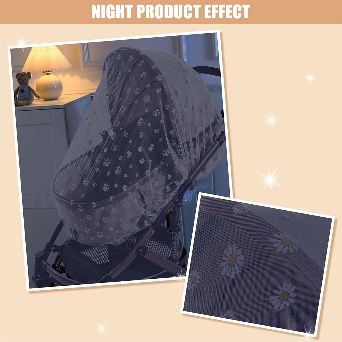 KINDERWAGEN-MOSKITONETZ Gänseblümchen Weiß - Weiß, Textil - Weltevree