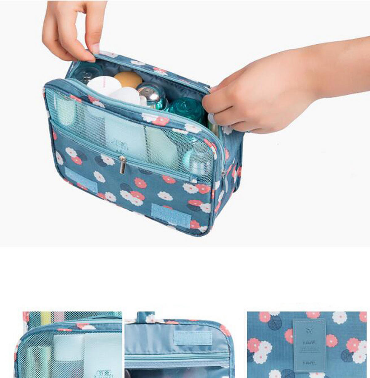 KULTURBEUTEL Toiletbag mit stabilem Haken, Blau - Blau, Textil (10/19/24cm) - Kaket