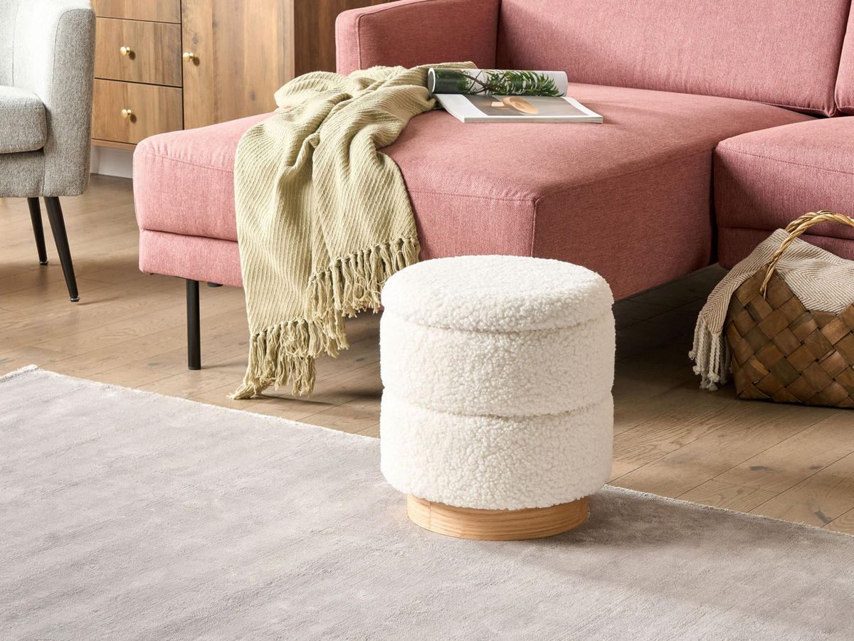 POUF Neely 35/35/38 cm - Weiß, Kunststoff/Textil (35/38/35cm) - Beliani