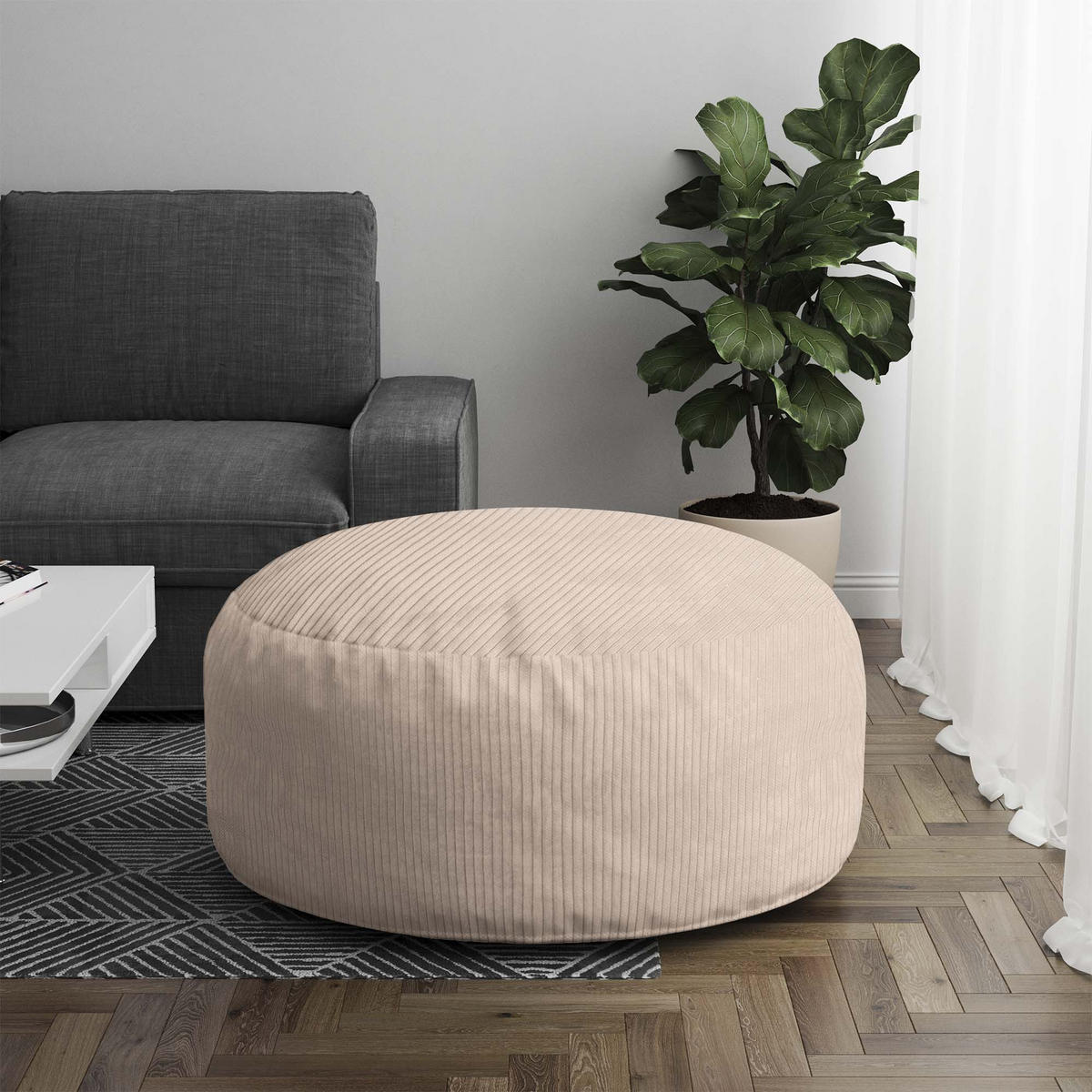 SITZSACK ROLLER Vanilla Ice - Creme, Textil (70/40/70cm) - Dreamroots