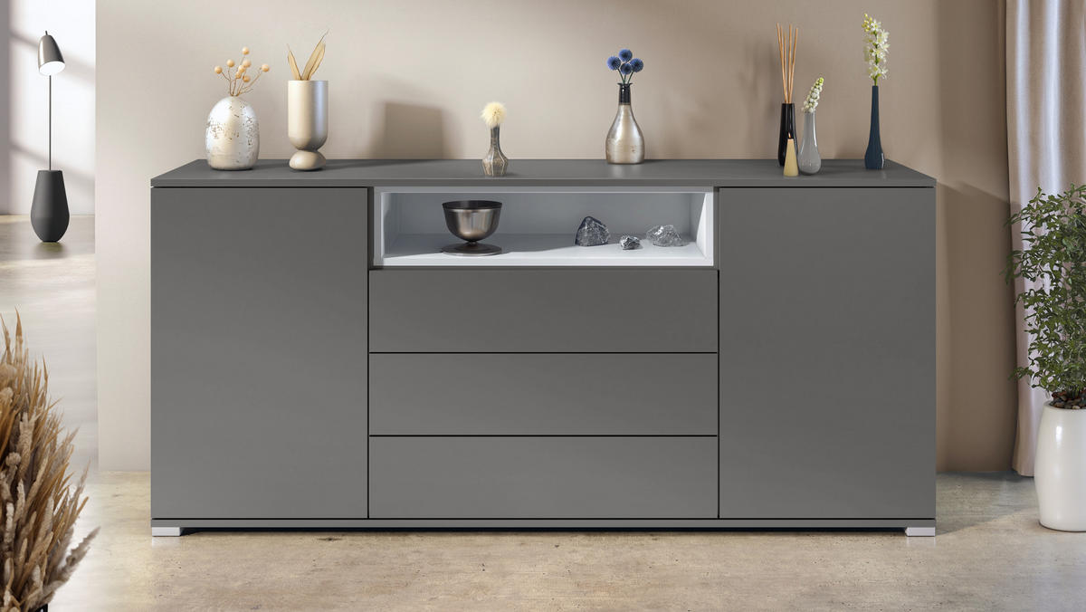 SIDEBOARD Skadu Weiß matt - Weiß, Holzwerkstoff (166.5/75.5/35cm) - Vladon