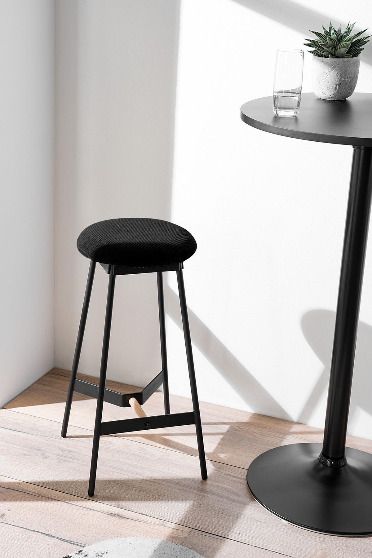 BARHOCKER - Cordstoff - Schwarz, Textil (32/65/32cm) - home24