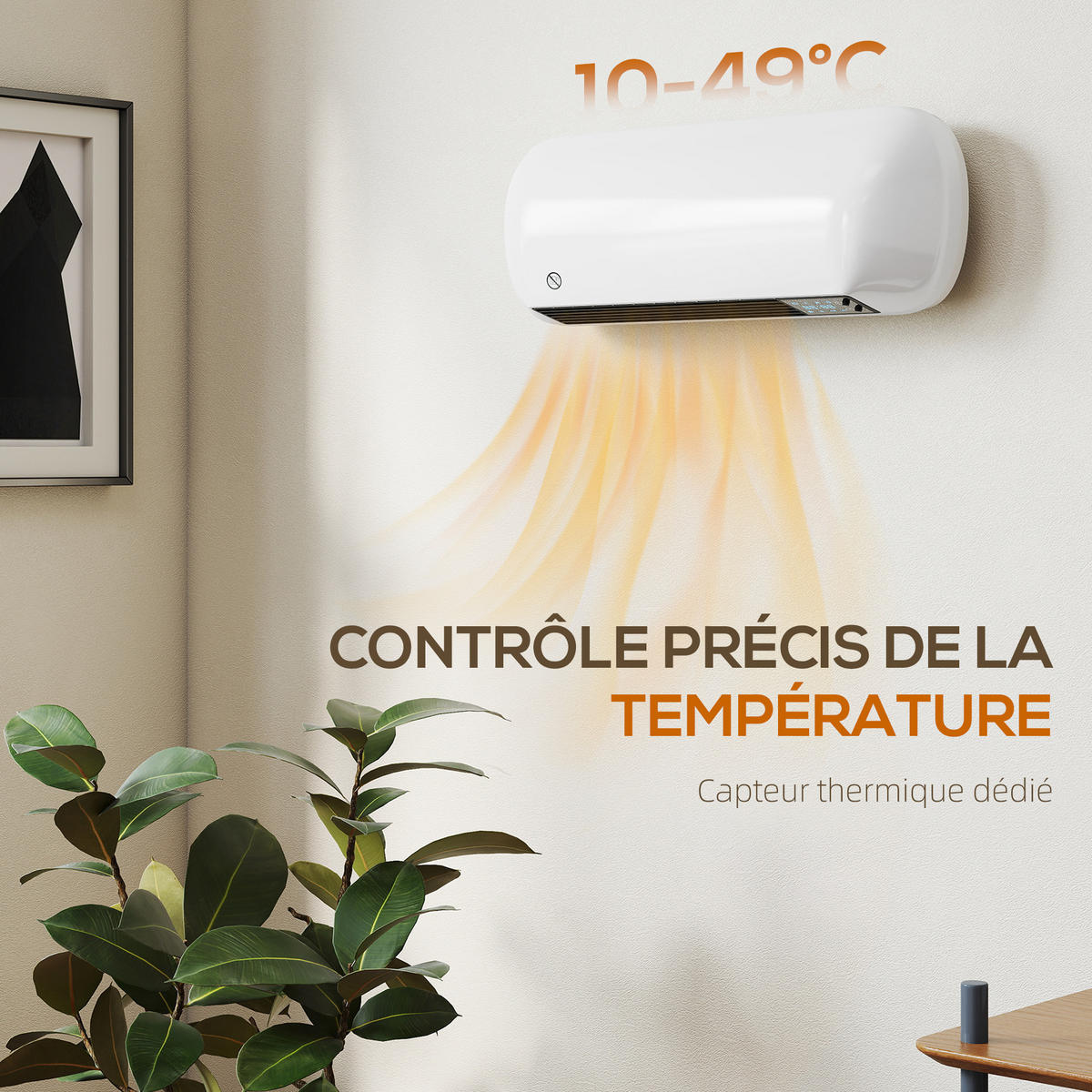 WANDHEIZLÜFTER DE-17061 mit Timer & Thermostat Weiß - Weiß, Kunststoff (19/14/50cm) - ComfortXL