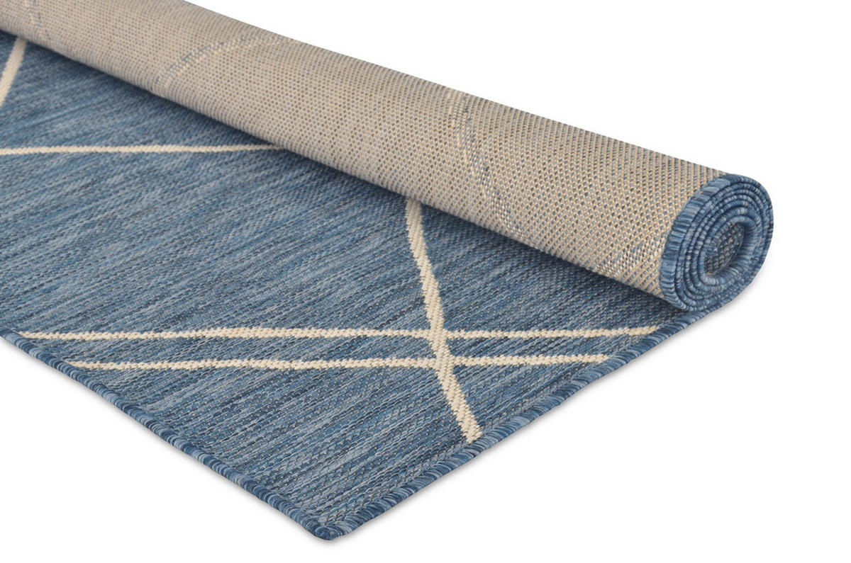 OUTDOOR-TEPPICH Terrace Azurblau/Weiß 160x220 cm - Multicolor, Textil (160/220cm) - Vercai Rugs