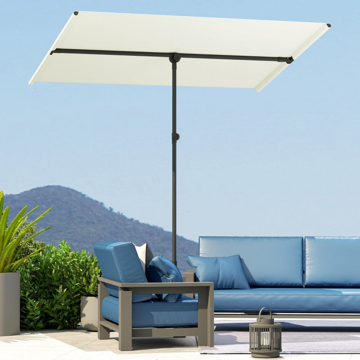 SONNENSCHIRM Höhenverstellbarer Gartenschirm Beige - Beige, Metall (150/205cm) - ComfortXL
