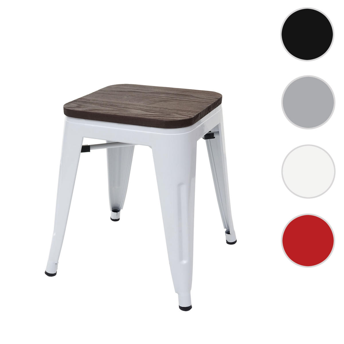 HOCKER INKL. HOLZ-SITZFLÄCHE Weiß - Weiß, Holz (39/45/39cm) - MCW