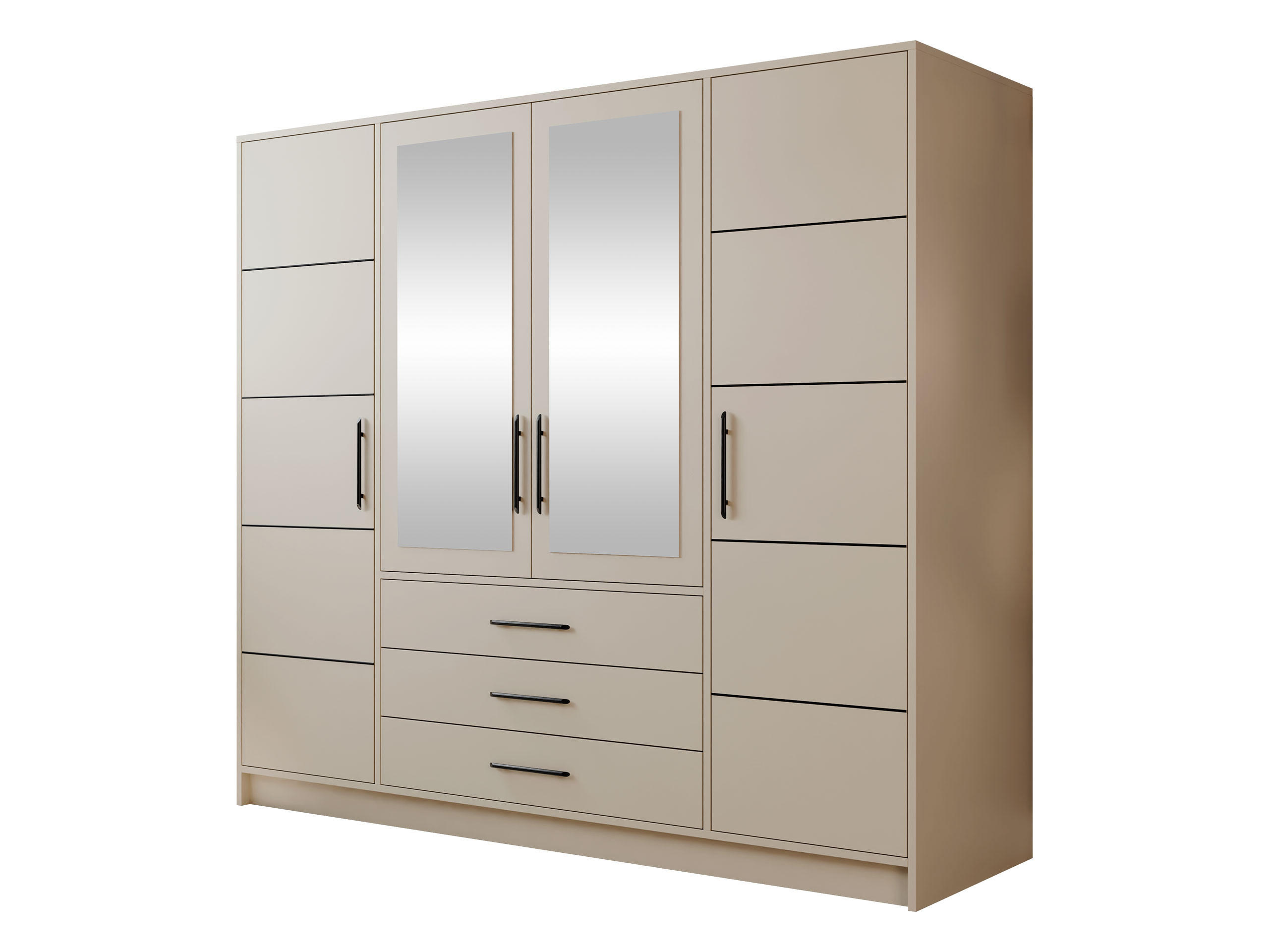 KLEIDERSCHRANK Bali D4 - Kaschmir/Schwarz, Holzwerkstoff (196/200/58cm) - MIRJAN24