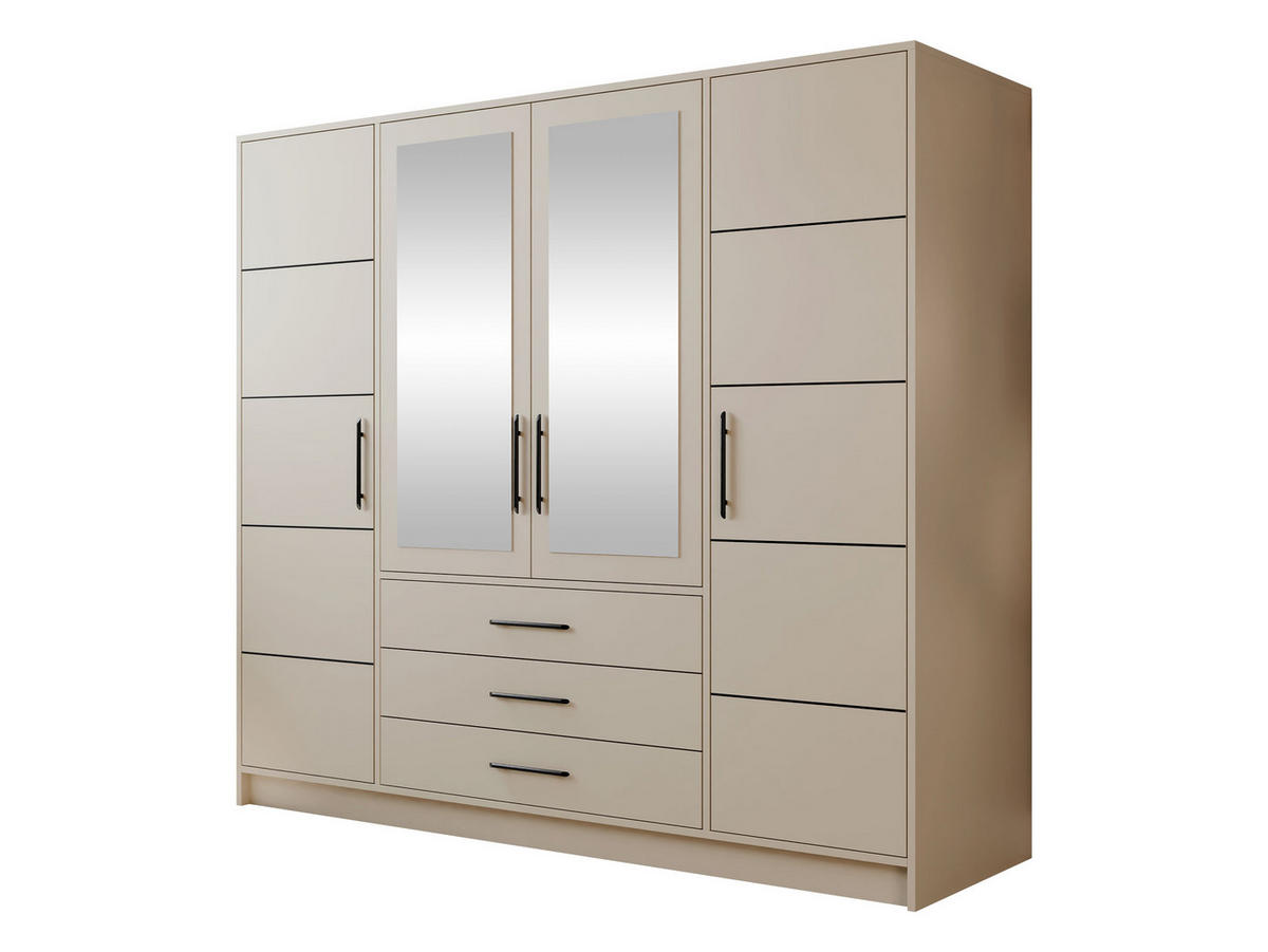 KLEIDERSCHRANK Bali D4 - Kaschmir/Schwarz, Holzwerkstoff (196/200/58cm) - MIRJAN24
