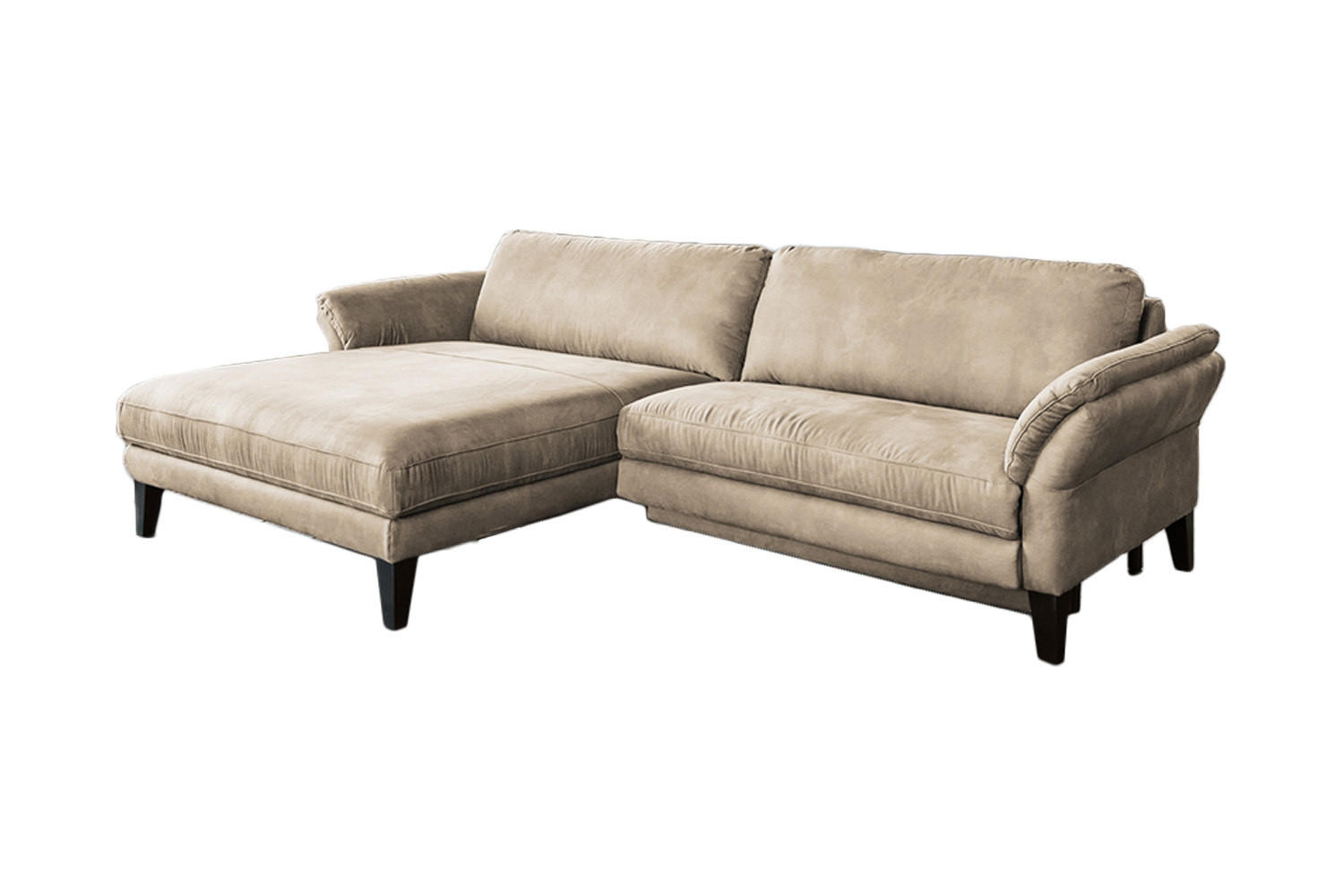 ECKSOFA MIT MOTORISCHER RELAXFUNKTION MALTA Beige Webstoff - Beige/Schwarz, Buchenholz/Textil (302/175cm) - KAWOLA