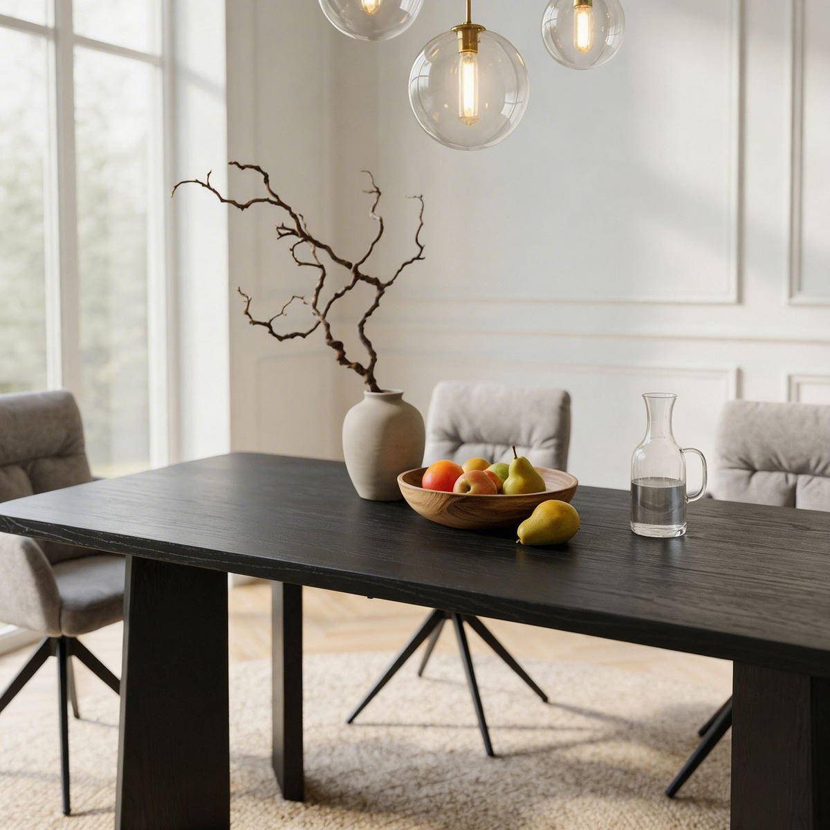 ESSTISCH OLISES schwarz - Schwarz, Holzwerkstoff (90/180/76cm) - IDIMEX