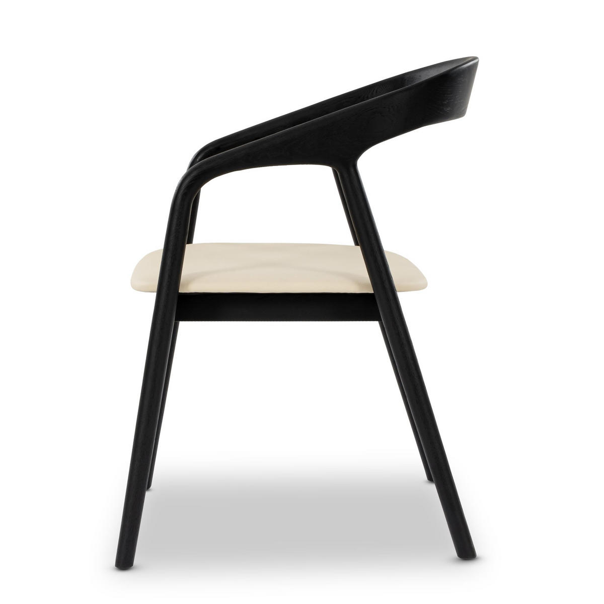 ESSZIMMERSTUHL Celeste, Schwarzes Eichenholz + beiger Stoff - Beige/Schwarz, Holz (55/80/61.5cm) - WOODEK