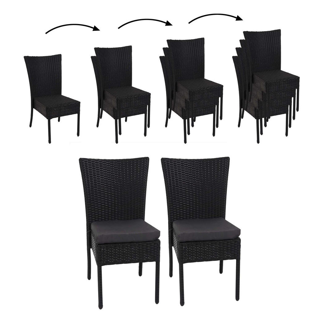 Thumbnail - MCW Poly-Rattan, Schwarz, Anthrazit, Kunststoff, 52x90x58 cm, Gartenmöbel, Gartenstühle, Gartenstühle