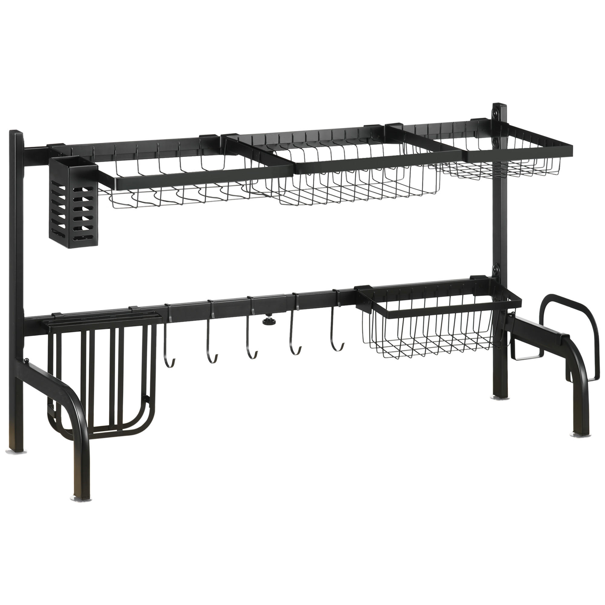 GESCHIRRABTROPFGESTELL, Stahl, Schwarz - Schwarz, Metall (30/52/93cm) - HOMCOM