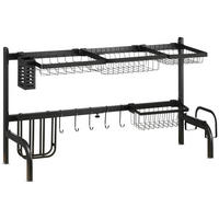 GESCHIRRABTROPFGESTELL, Stahl, Schwarz - Schwarz, Metall (30/52/93cm) - HOMCOM