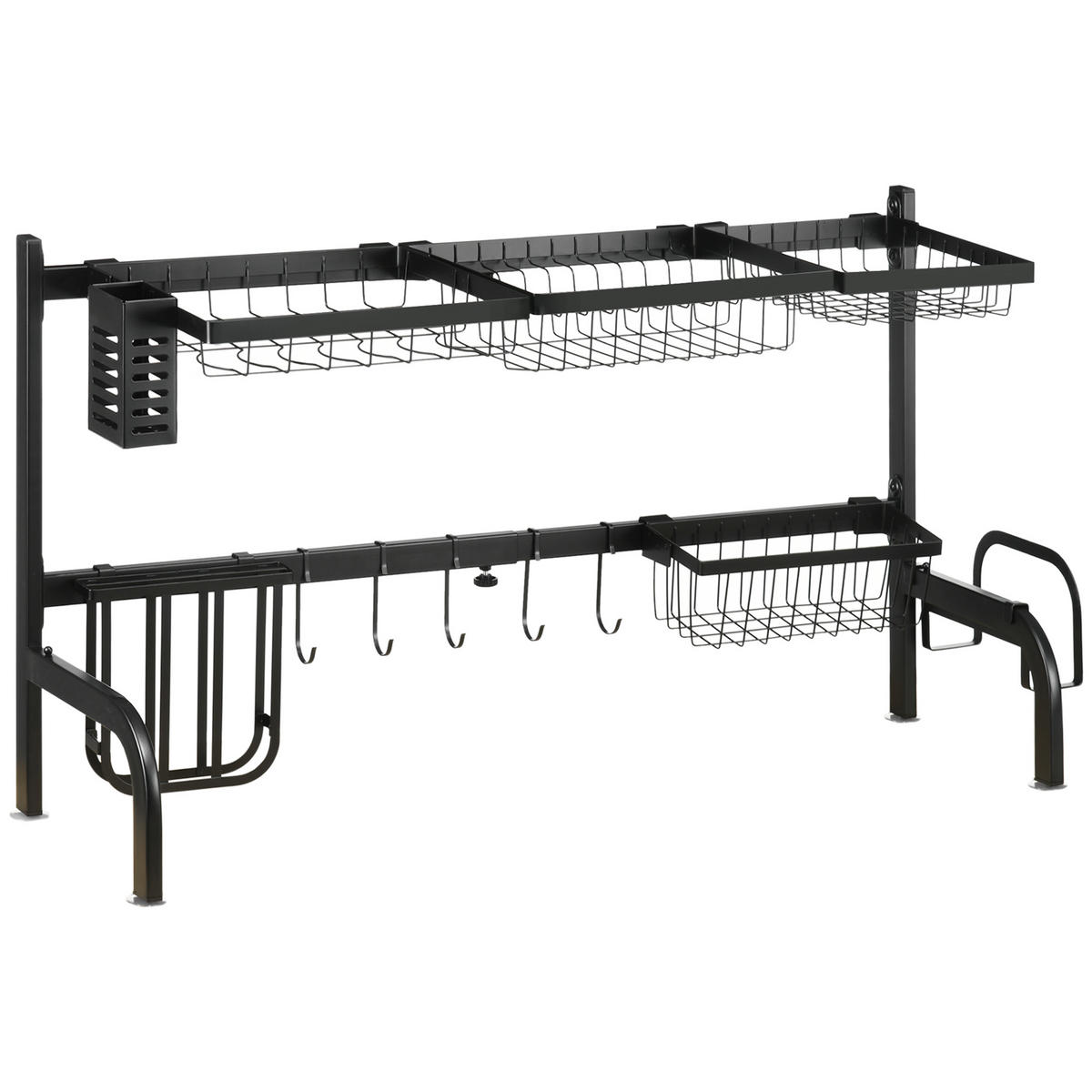 GESCHIRRABTROPFGESTELL, Stahl, Schwarz - Schwarz, Metall (30/52/93cm) - HOMCOM