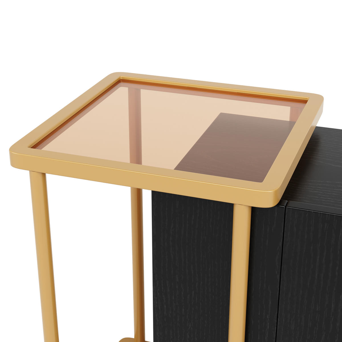 SIDEBOARD Modern mit Glas Schwarz 120x40x77.5cm - Schwarz, Holzwerkstoff (40/77.5/120cm) - FLIEKS