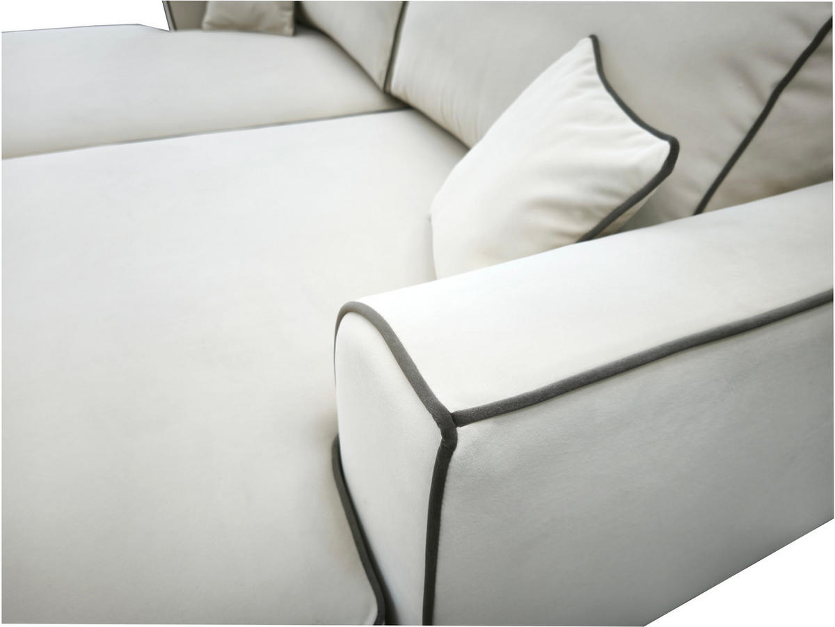 BIGSOFA COZI, Gelb mit dunkelblauem Keder, Matt Velvet - Gelb, Kunststoff/Textil (240/87/180cm) - KS Home Concept