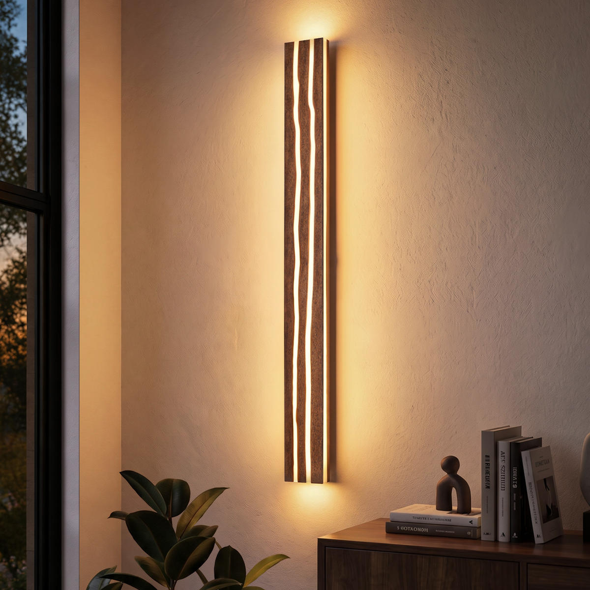 LED WANDLEUCHTE Zovlon 100/10/6.5 cm - Braun, Holz/Metall (10/6.5/100cm) - ZMH