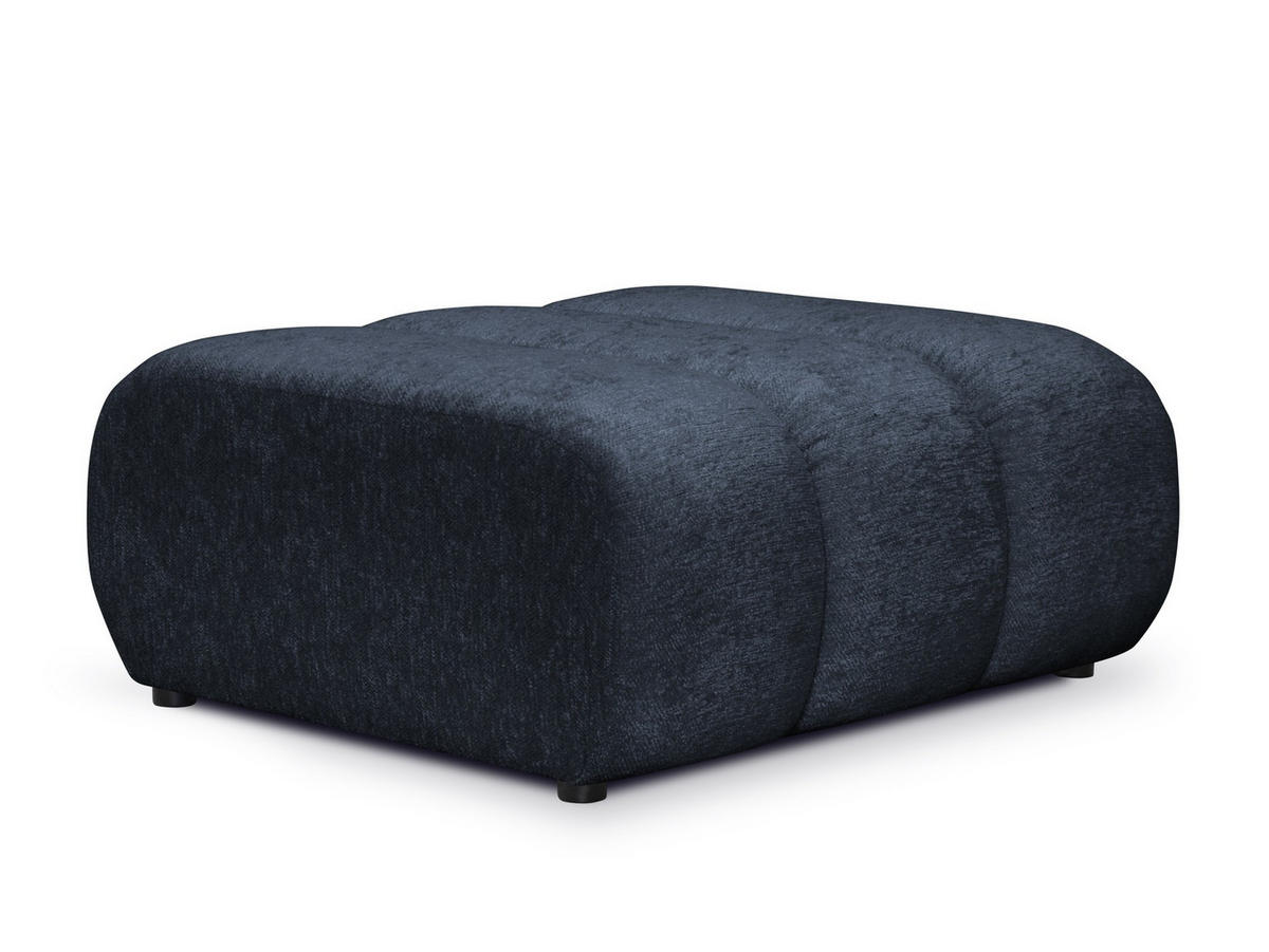 POUF Chenille Stoff Blau - Blau/Schwarz, Holzwerkstoff/Kunststoff (94/40/89cm) - Makamii